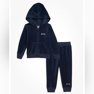 Baby Girl's 2-Piece Velour Track Hoodie & Joggers Set